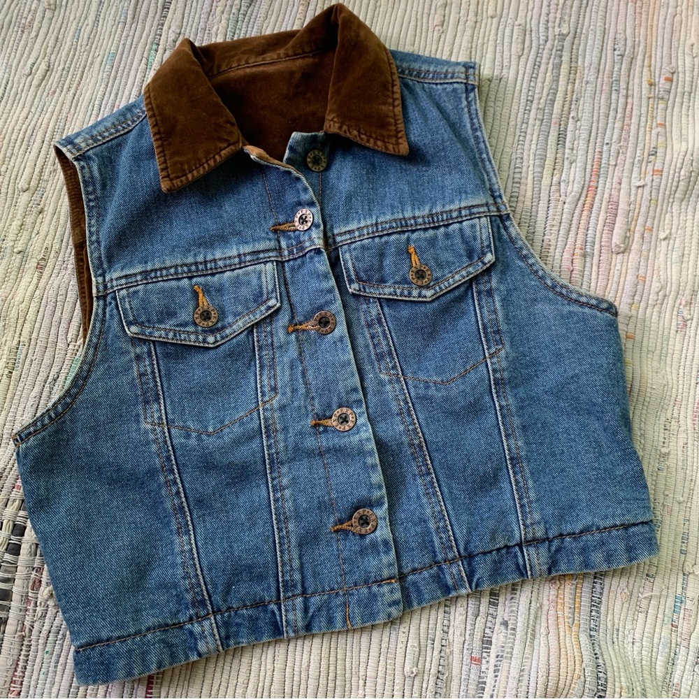 Vintage Y2K Denim Waistcoat Vest 90s